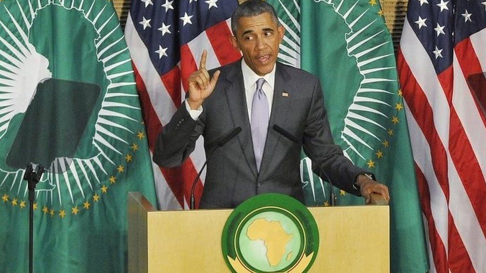 US President Barack Obama addresses the African Union in Addis Ababa. Photo: 28 July 2015