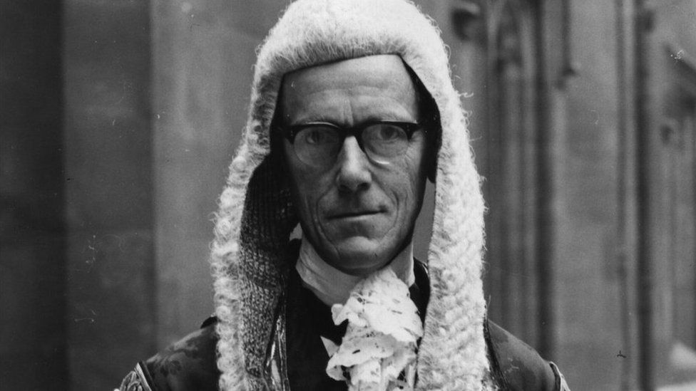 Lord Diplock, photographed after swearing-in at the House of Lords in 1961