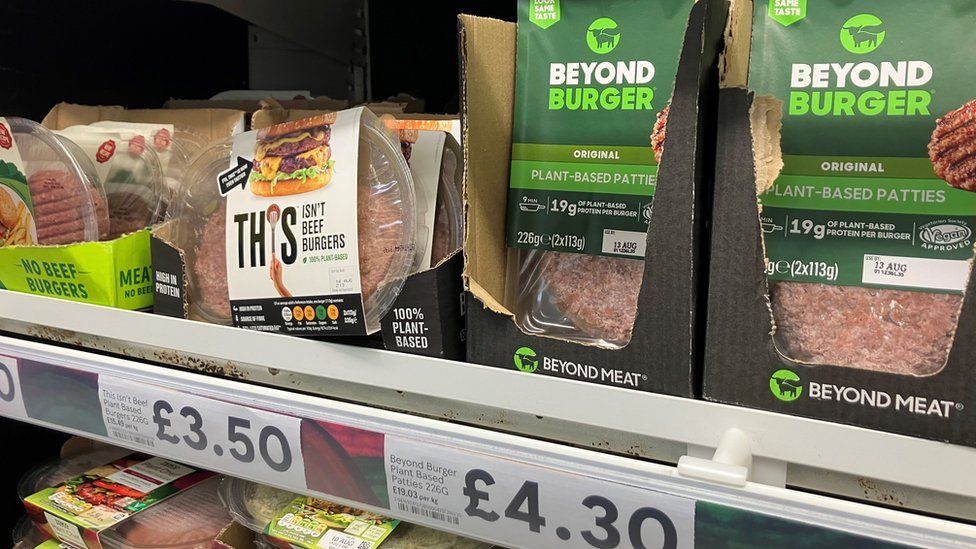 Meat-free products in supermarket