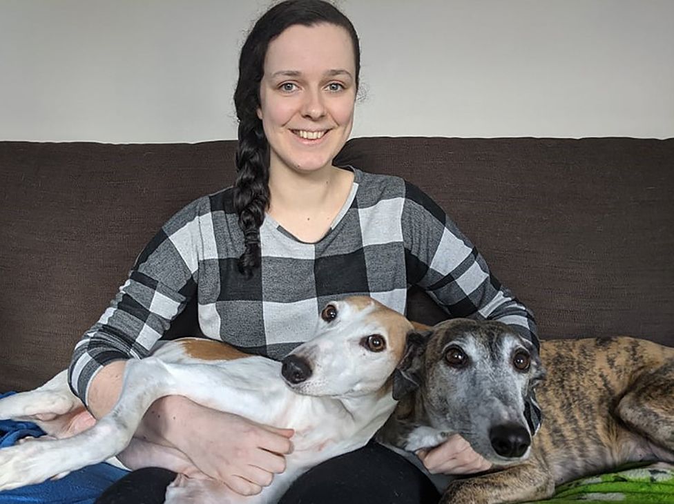 Photo of Sophie and her two support dogs