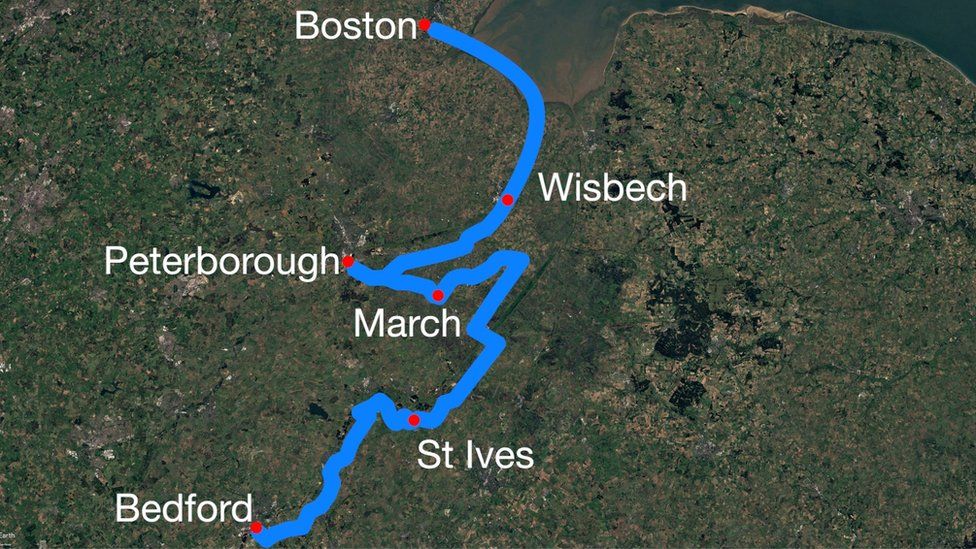 Route of narrow boat trip