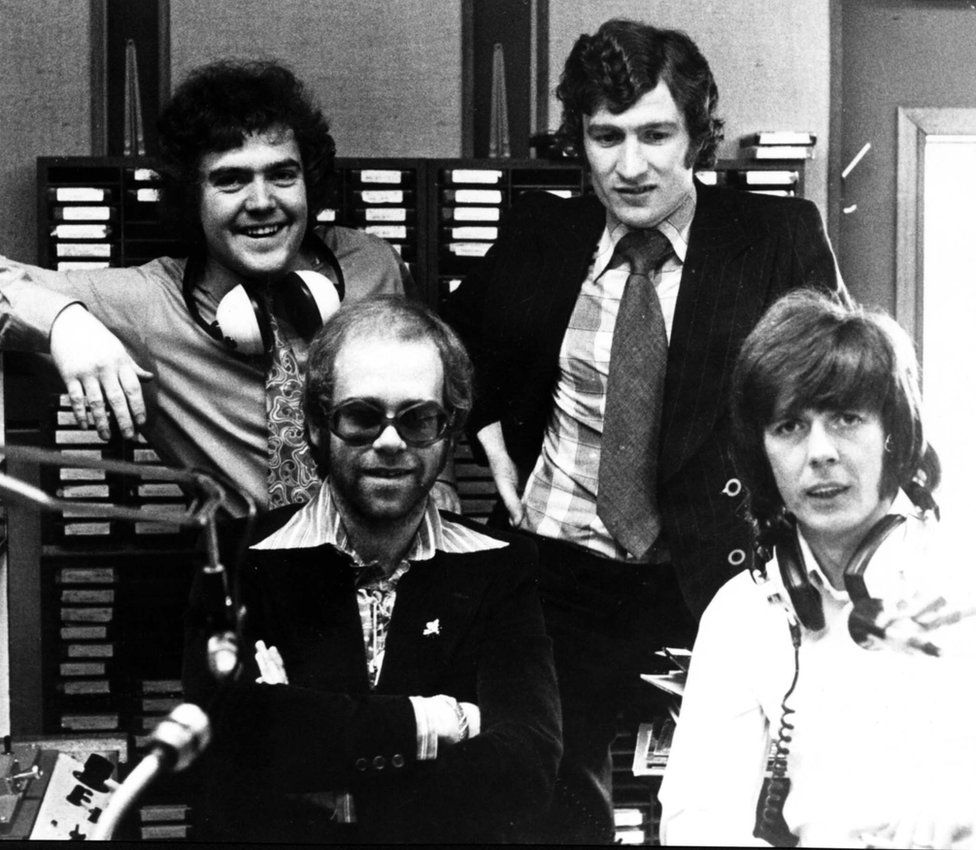 Tony Currie with Elton John, Sandy Jardine and Tom Ferrie