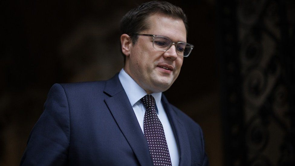 British Minister of State for Immigration Robert Jenrick arrives at Downing Street for a cabinet meeting