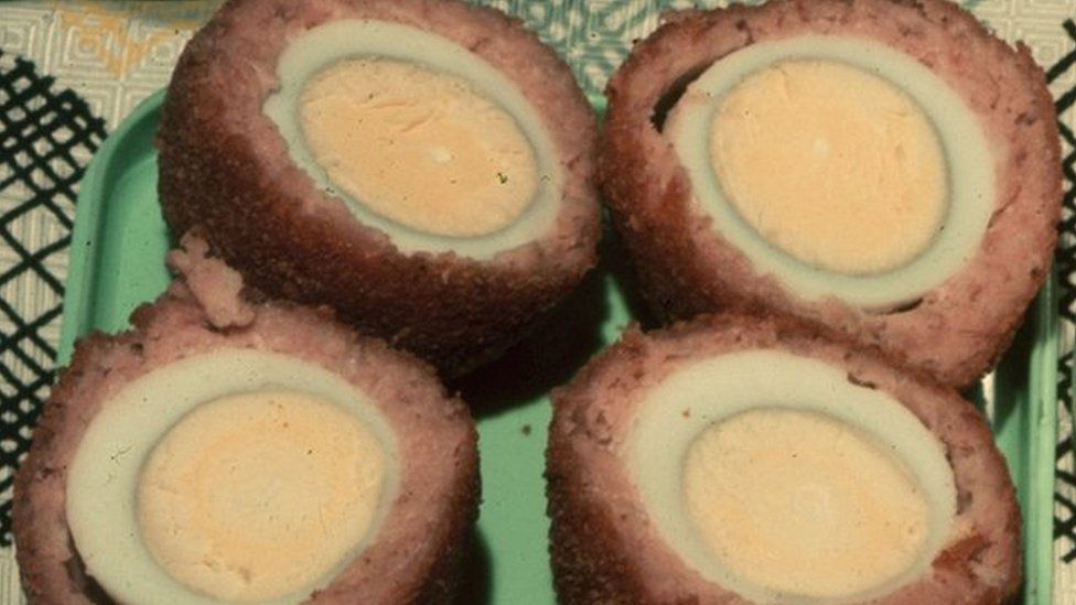 Scotch eggs in a picnic hamper