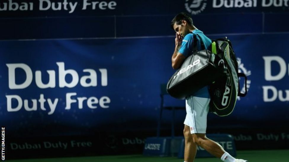 Novak Djokovic retires from Dubai quarter-finals with eye problem - BBC ...