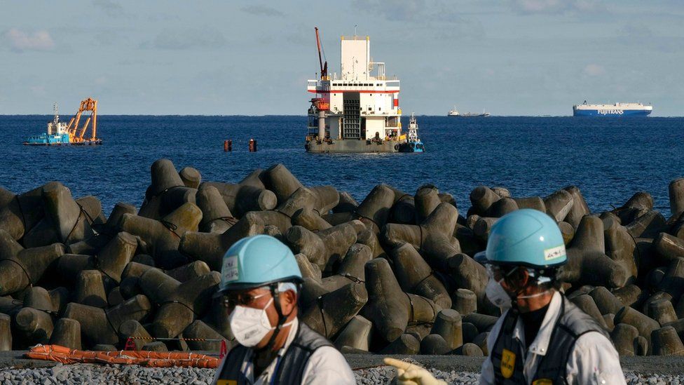 Construction works for an undersea tunnel off the Fukushima Daiichi Nuclear Power Plant