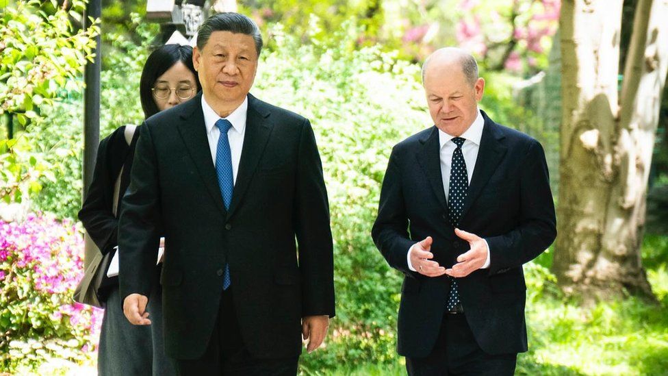 President Xi Jinping with Chancellor Olaf Scholz in Beijing