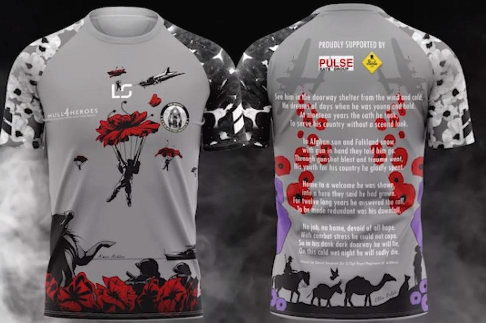 Hull FC fan designs charity rugby shirt for veterans' village BBC News