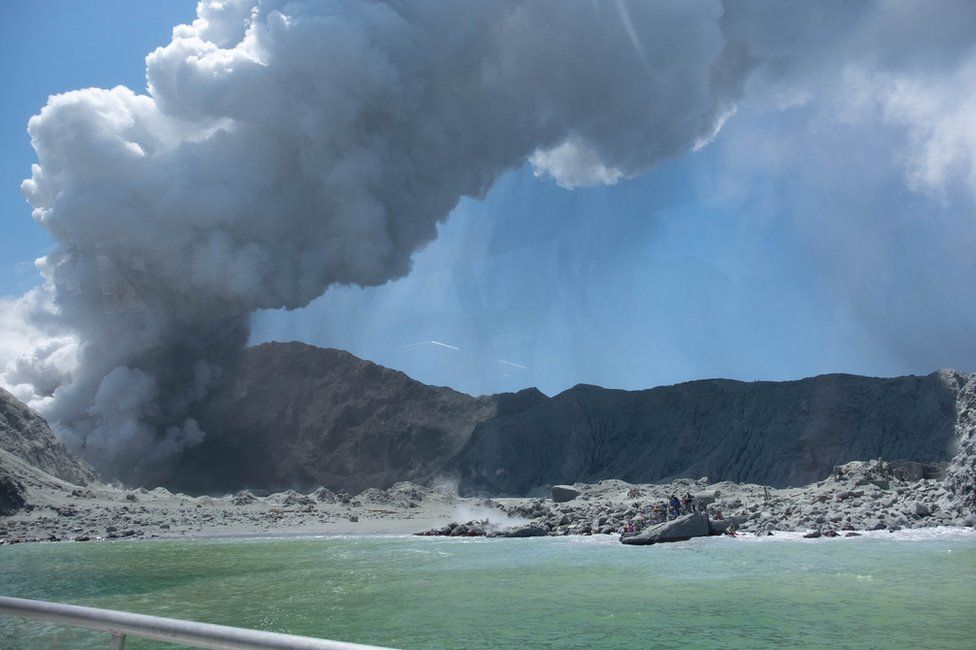 New Zealand's White Island spewing steam and ash