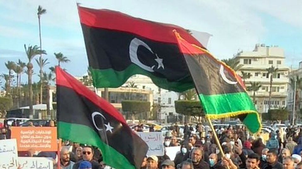 Libyan protesters in Tripoli, 11 February 2022