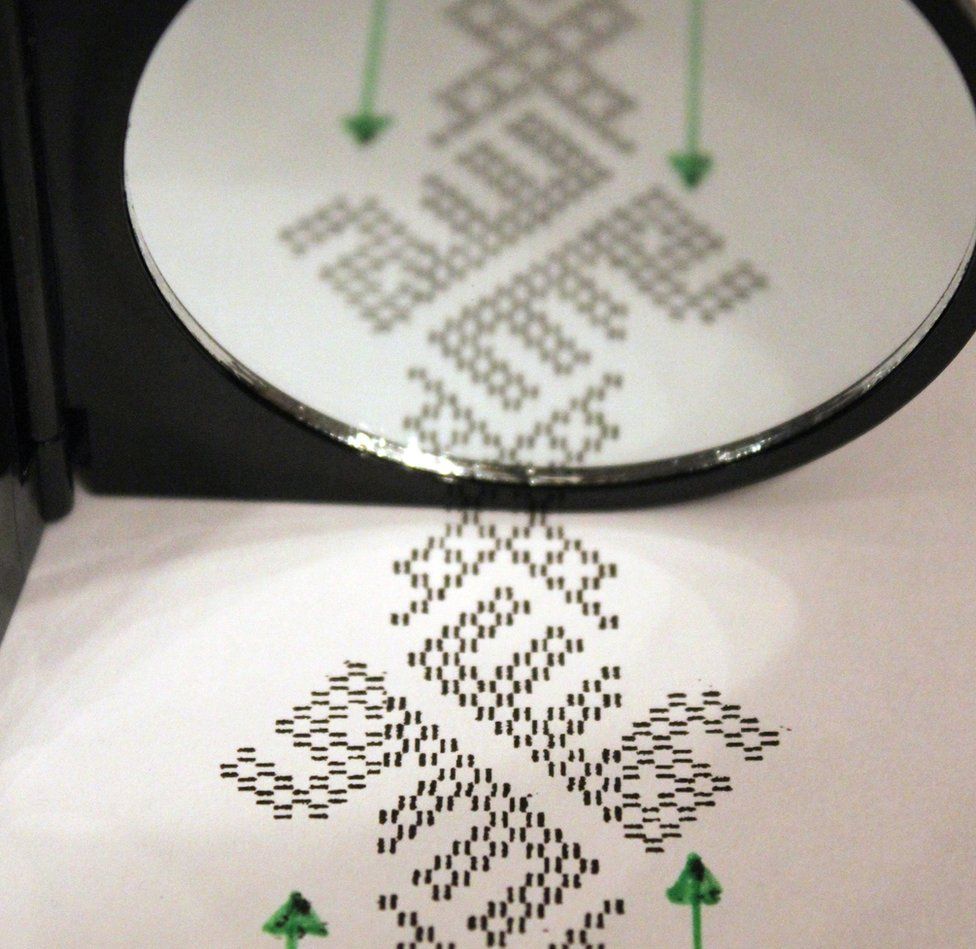 Enlargements of the names 'Allah' and 'Ali' made by Larsson. Shown with a mirror.