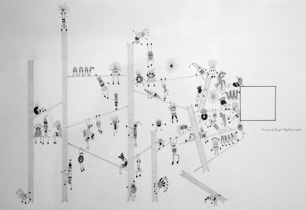 Image of Sue Morgan's pen and ink drawing 'Square'