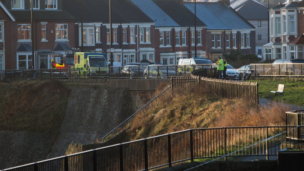 Police activity at Whitley Bay where the body was found