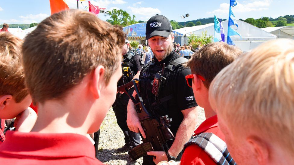 Armed police at the Hay Festival