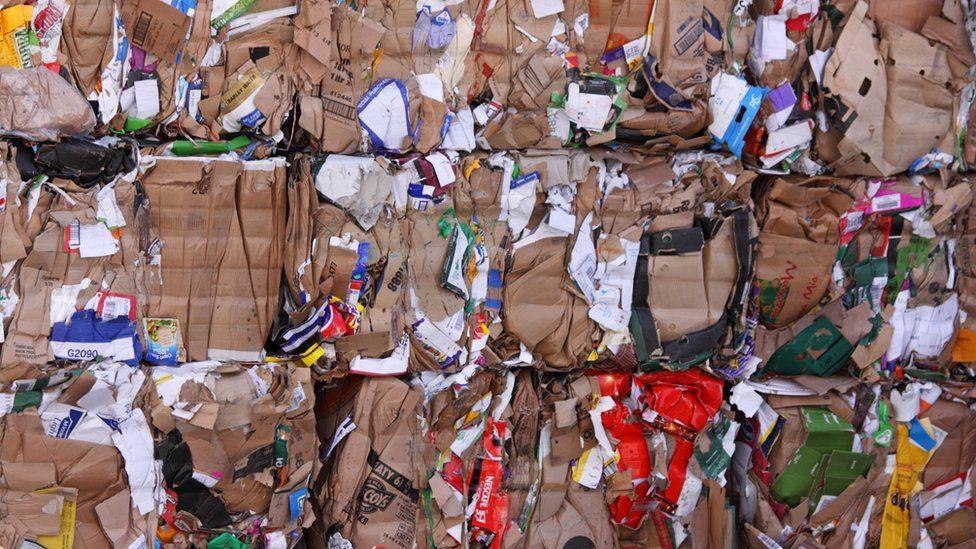cardboard and textile waste