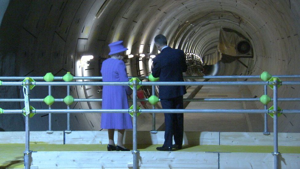 The Queen is shown parts of the tunnel