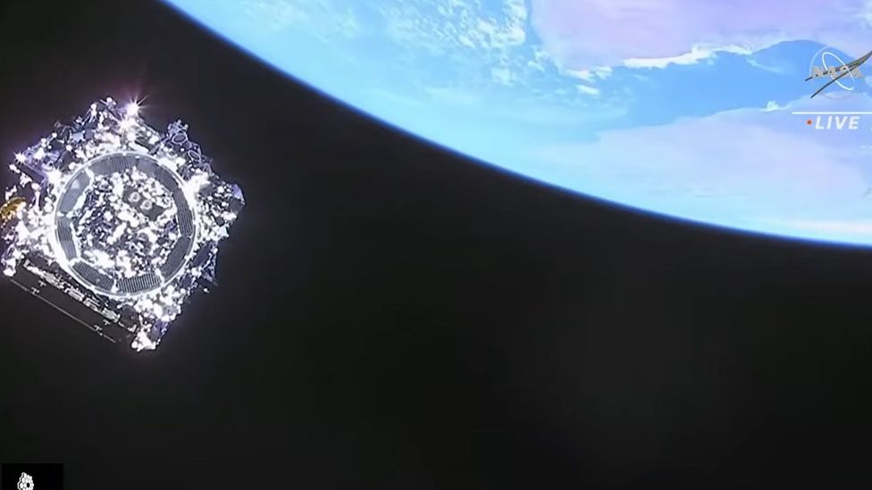 Telescope in Space with the Earth in the background