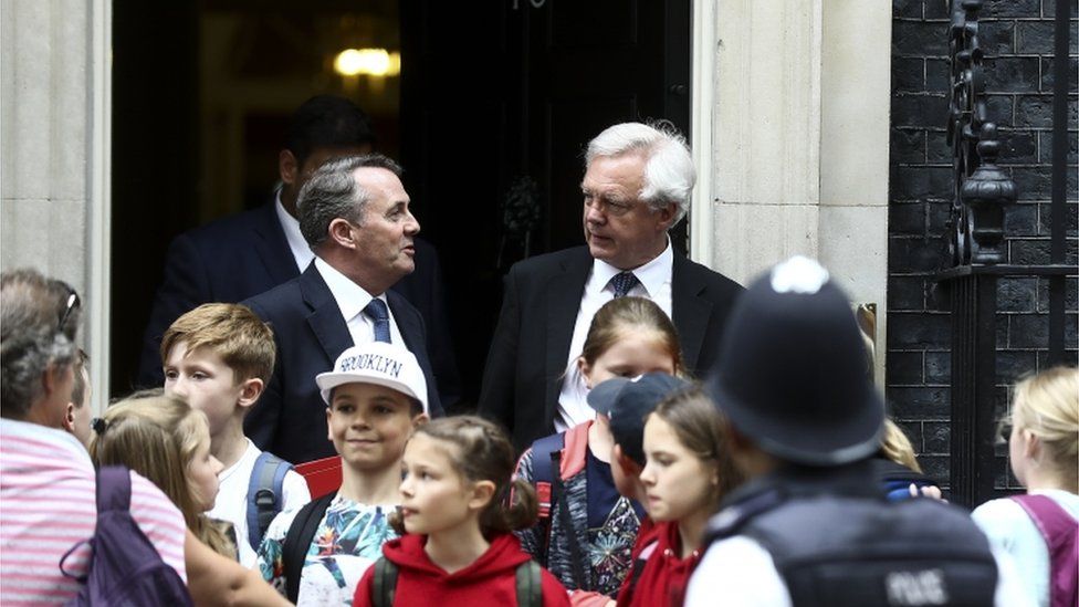 Liam Fox and David Davis outside 10 Downing Street