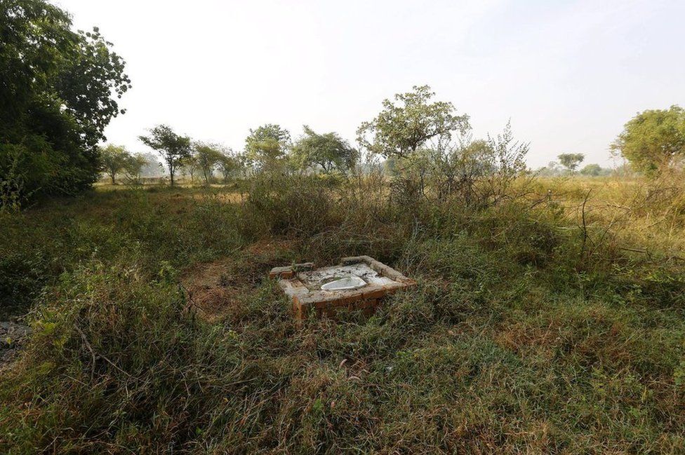 An open toilet in a field in Gorba in the eastern Indian state of Chhattisgarh