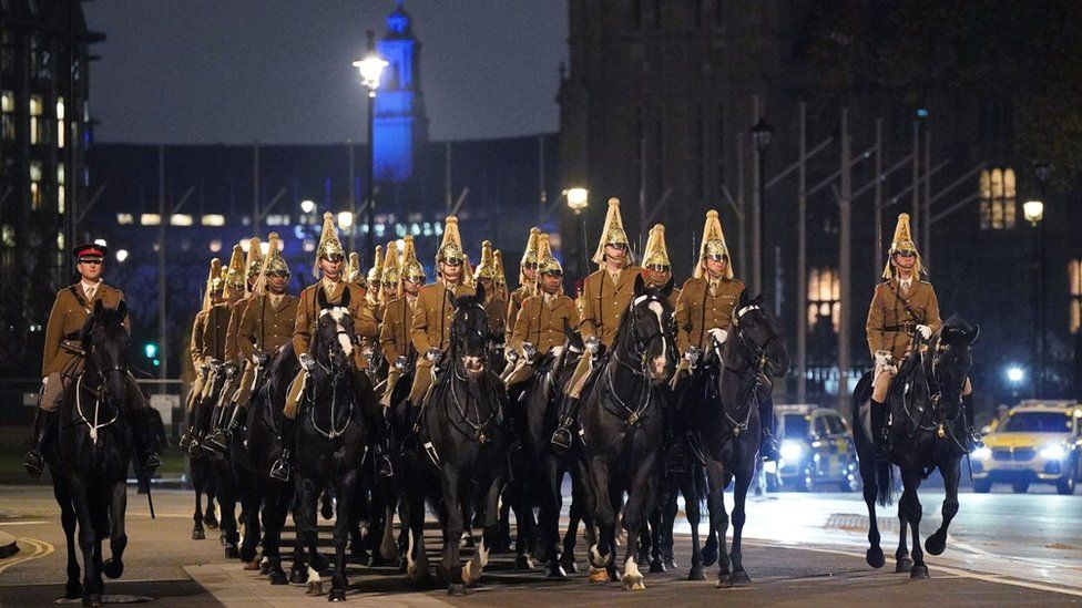 The preparations on Monday night also took the members of the military through Westminster