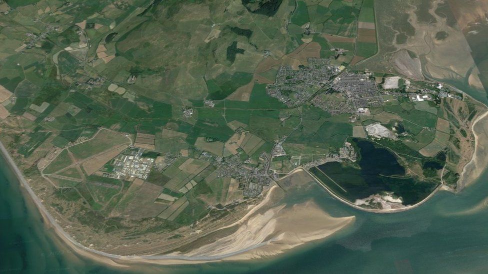Aerial view of the new coast path area