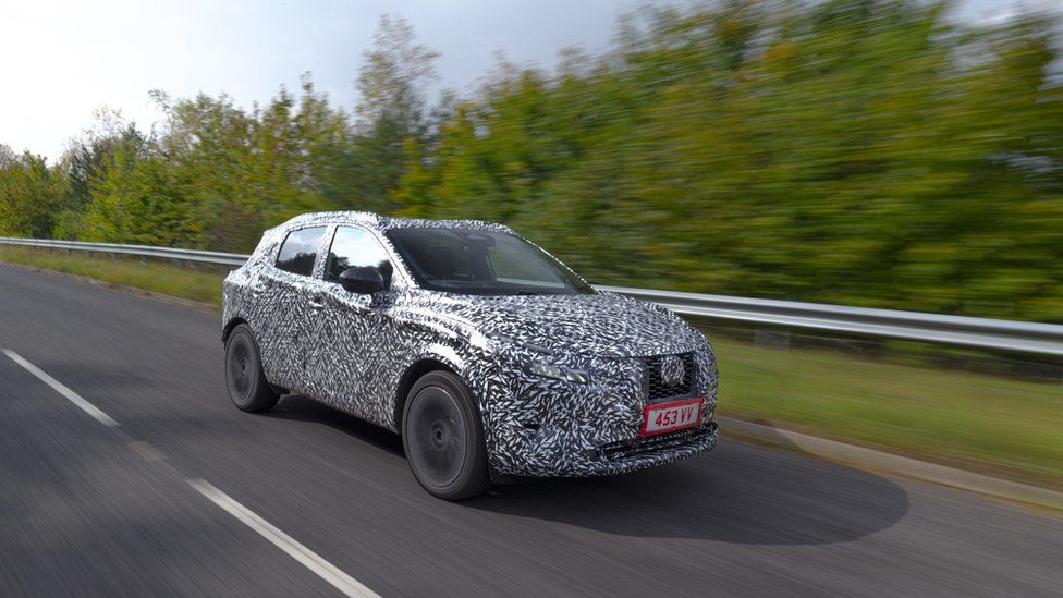 The new Nissan Qashqai hybrid in a camouflage paint scheme