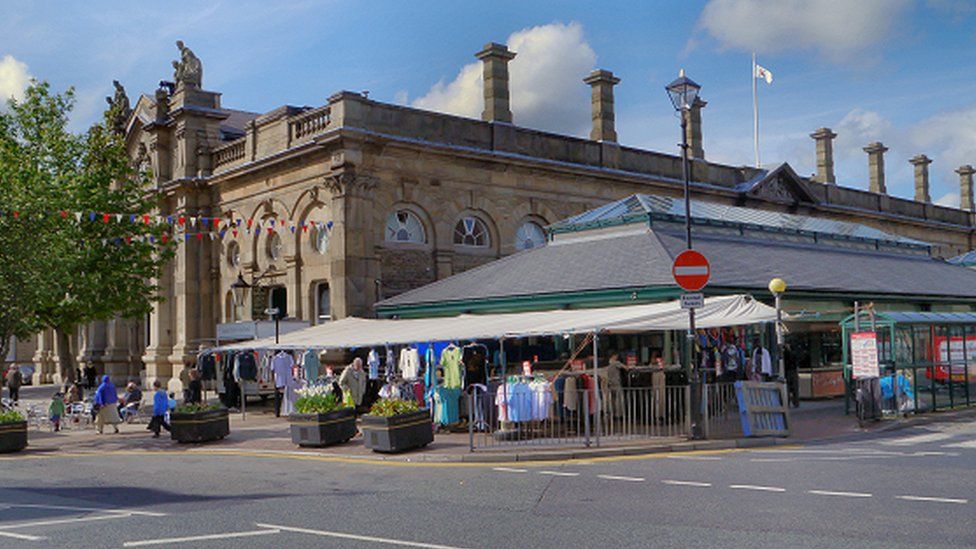 Accrington Market Hall showing how it looks currently from the outside