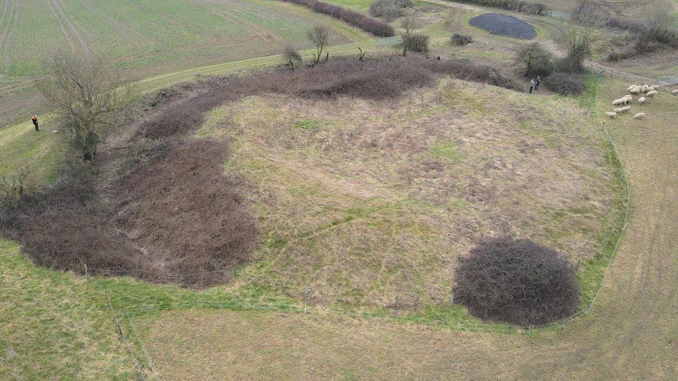 An aerial shots of the Cam's Hill ditch