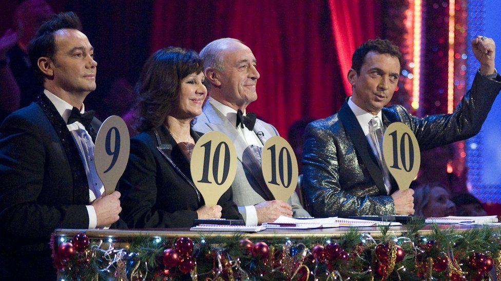 Arlene Phillips and her fellow Strictly Come Dancing judges during the 2008 Christmas show