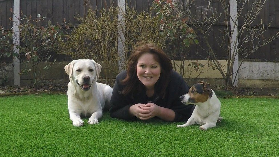Carol Willacy with her dogs, Charlie and Billy