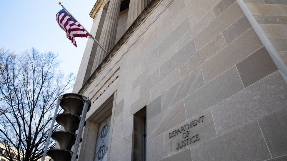 The U.S. Department of Justice Building is seen in Washington D.C. on April 3, 2019