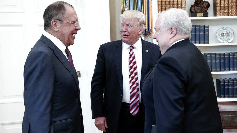 US President Donald Trump meets Russian Foreign Minister Sergei Lavrov and Russian Ambassador Sergei Kislyak at the White House, 10 May 2017