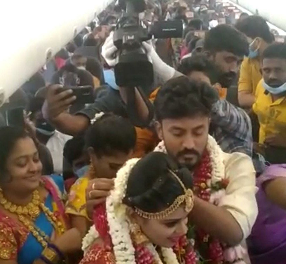Indian airplane wedding