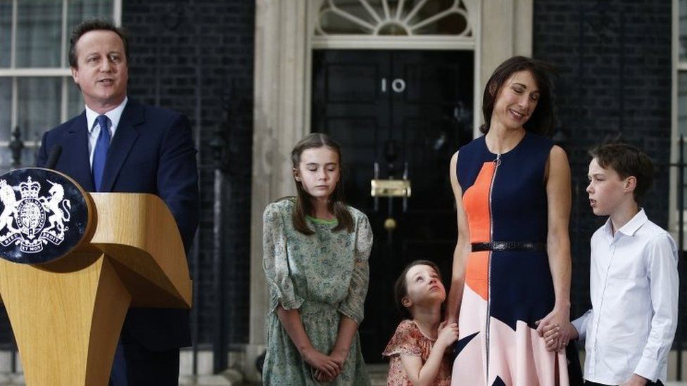 The Cameron family outside Number 10