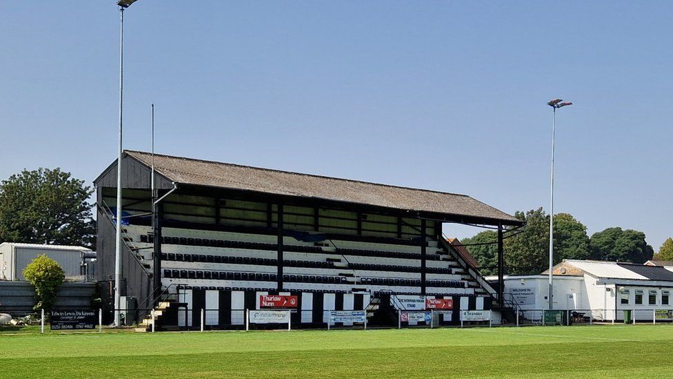 Harwich and Parkeston FC's Grand Stand of the royal oak non league ground