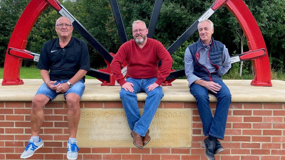 Brian Wood, Simon Cahill and Kenneth Berry at the Selby Coalfield Mining Memorial