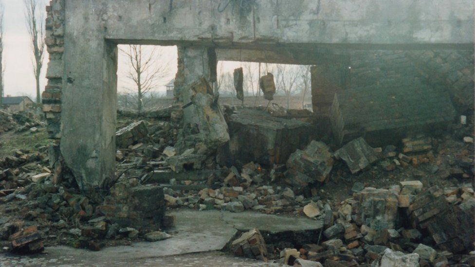 The rubble of one of the barracks at Birkenau (27 January 1995)