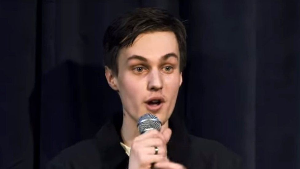 Comedian Aleksandr Dolgopolov, 25, performing stand-up