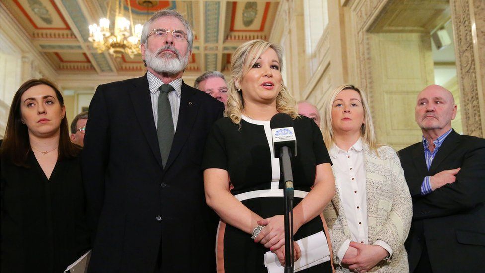 Gerry Adams, Michelle O'Neill and Sinn Féin colleagues
