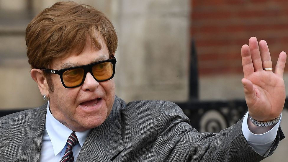 Sir Elton John leaving High Court on Monday