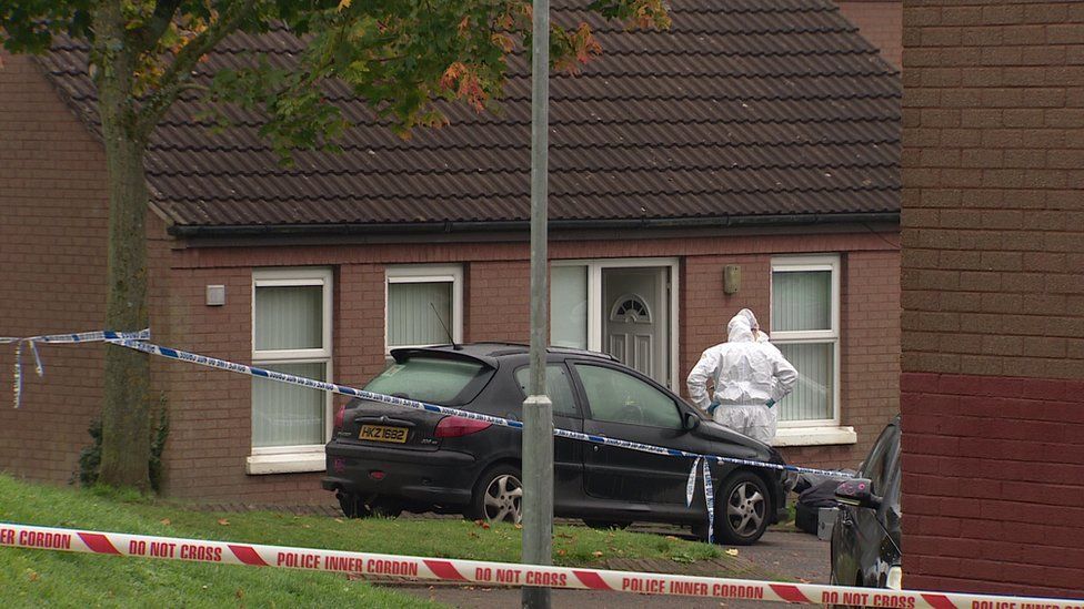 Forensics officers examined the house on Friday morning