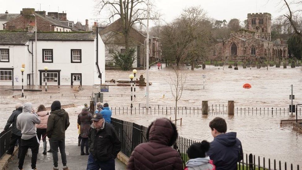 Flooded streets in Appleby-in-Westmorland, Cumbria