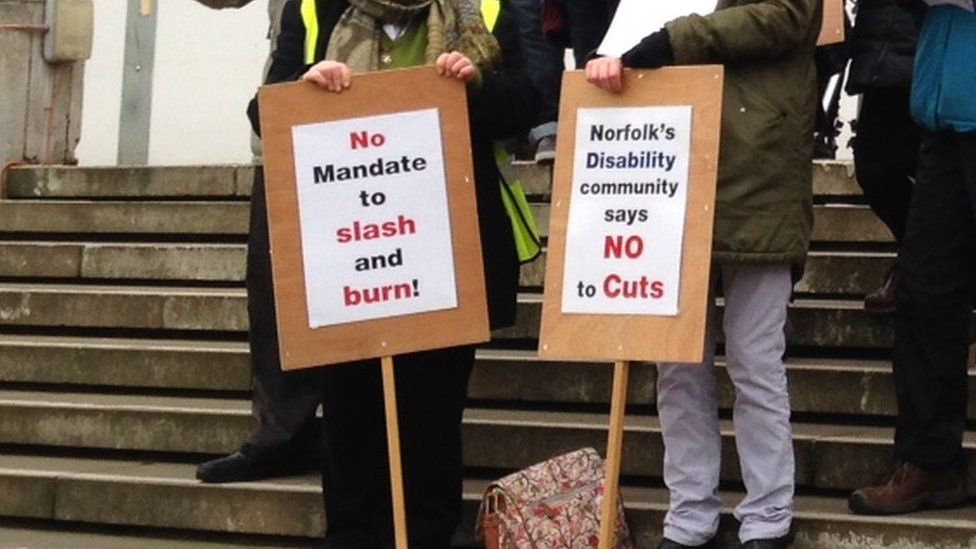 Protest at Norfolk County Council HQ