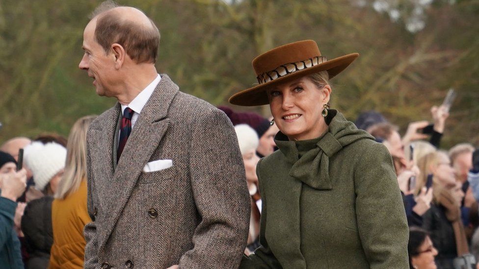 The Duke and Duchess of Edinburgh attending the Christmas Day morning church service