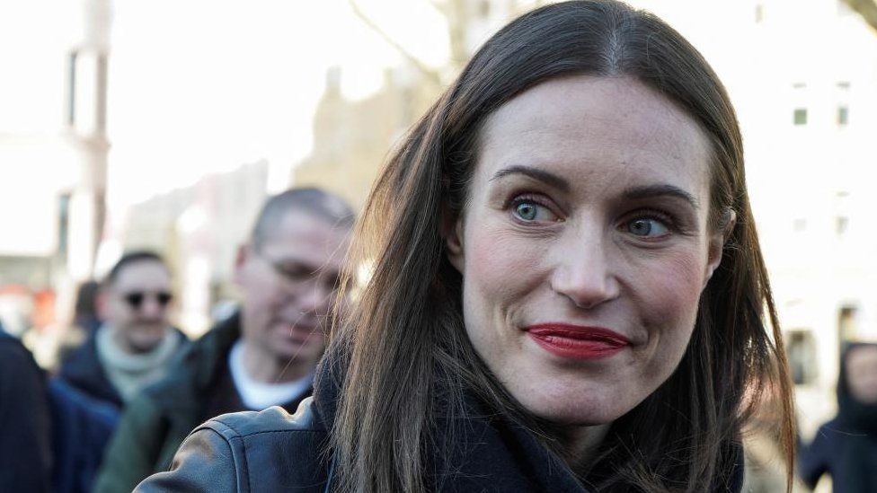 Finland's Prime Minister Sanna Marin greets voters at a Social Democrat campaign rally, a day before the parliamentary election, in Helsinki, Finland April 1, 2023