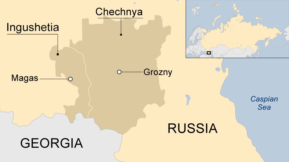 map of Ingushetia and Chechnya