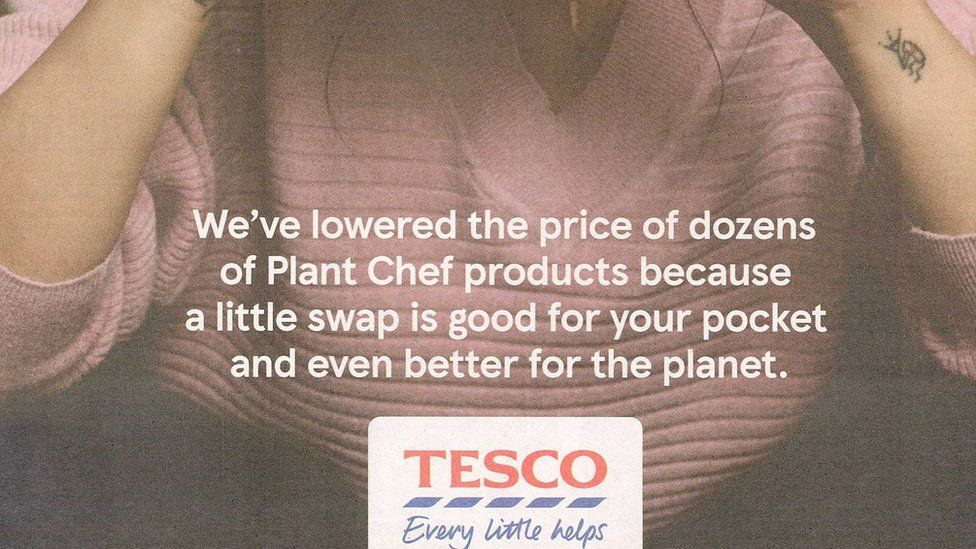 Реклама Tesco, в которой утверждается, что гамбургер на растительной основе «полезнее для планеты»