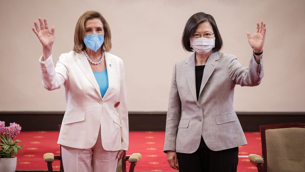 Former US House Speaker Nancy Pelosi and Taiwan President Tsai Ing-wen in 2022