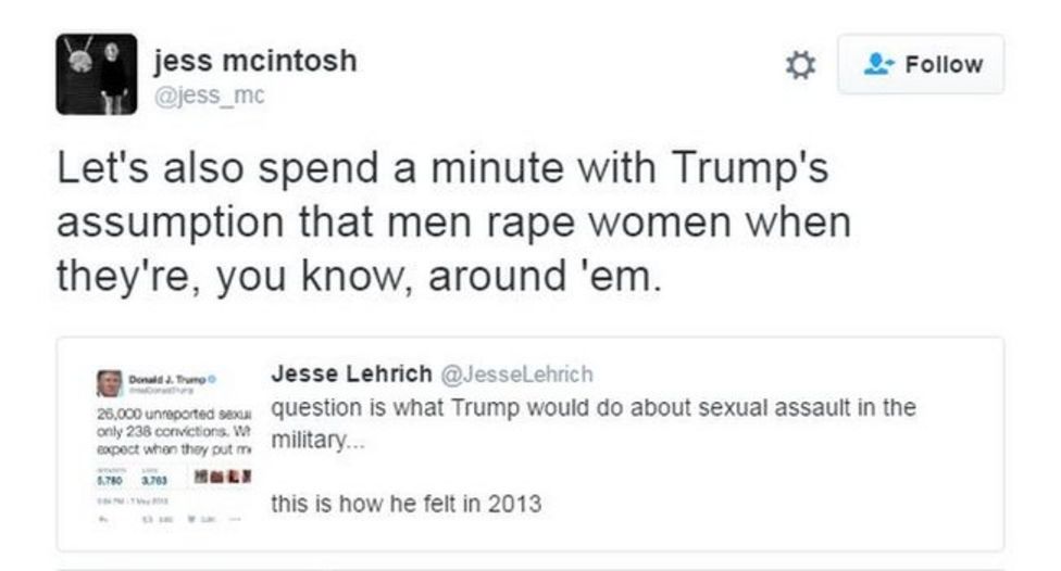 Outcry As Trump Defends Sex Assault Tweet Bbc News