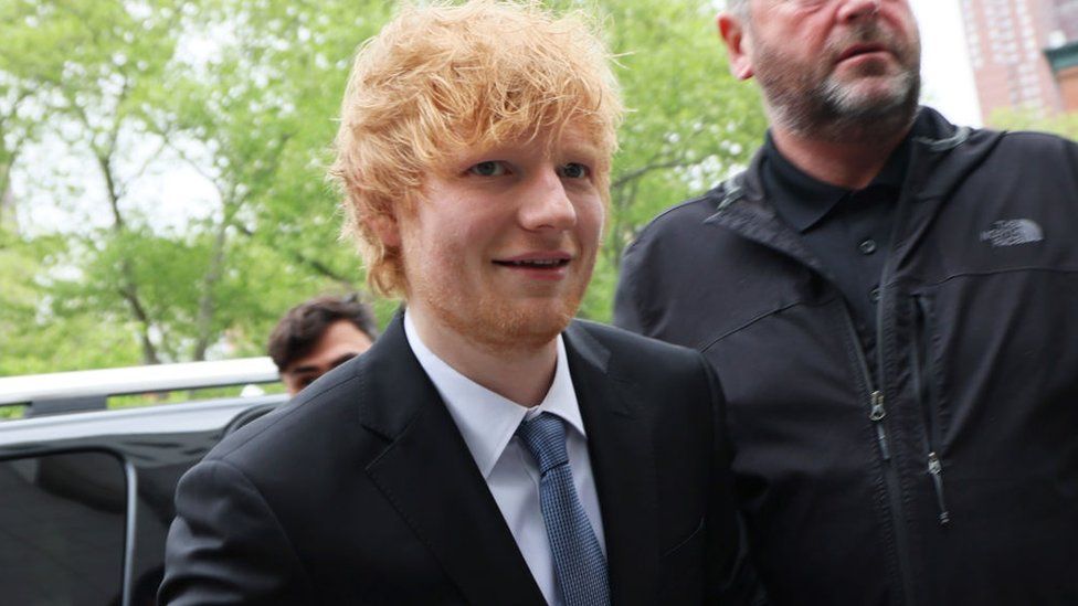 Ed Sheeran arriving at Manhattan court for trial